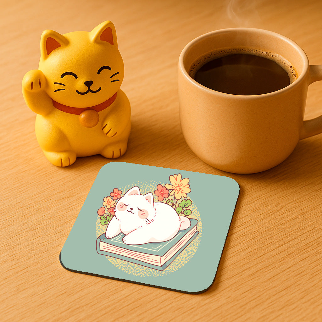 Posavaso Gatito Primavera sobre libro