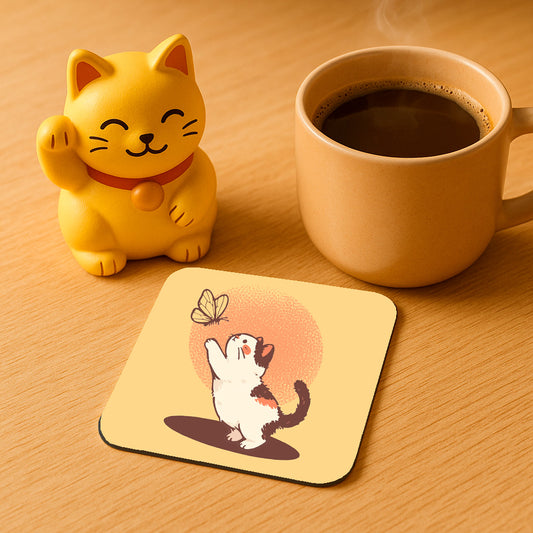 Posavaso Gatito y Mariposa Jugando